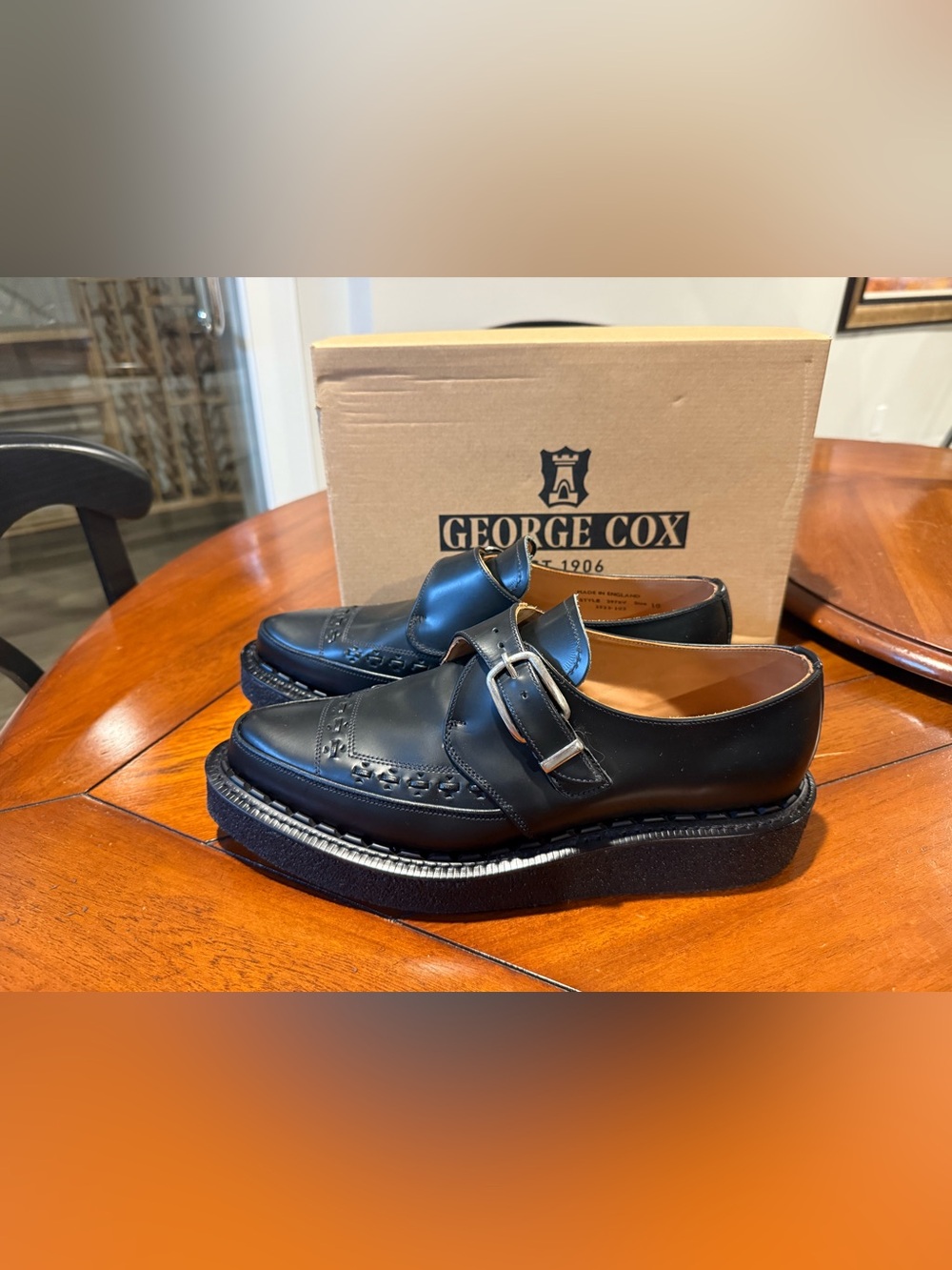 George Black Leather Monk Strap Brogue Oxfords